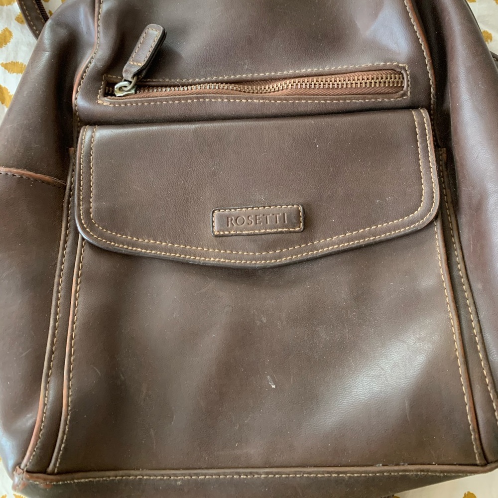 Brown leather medium backpack